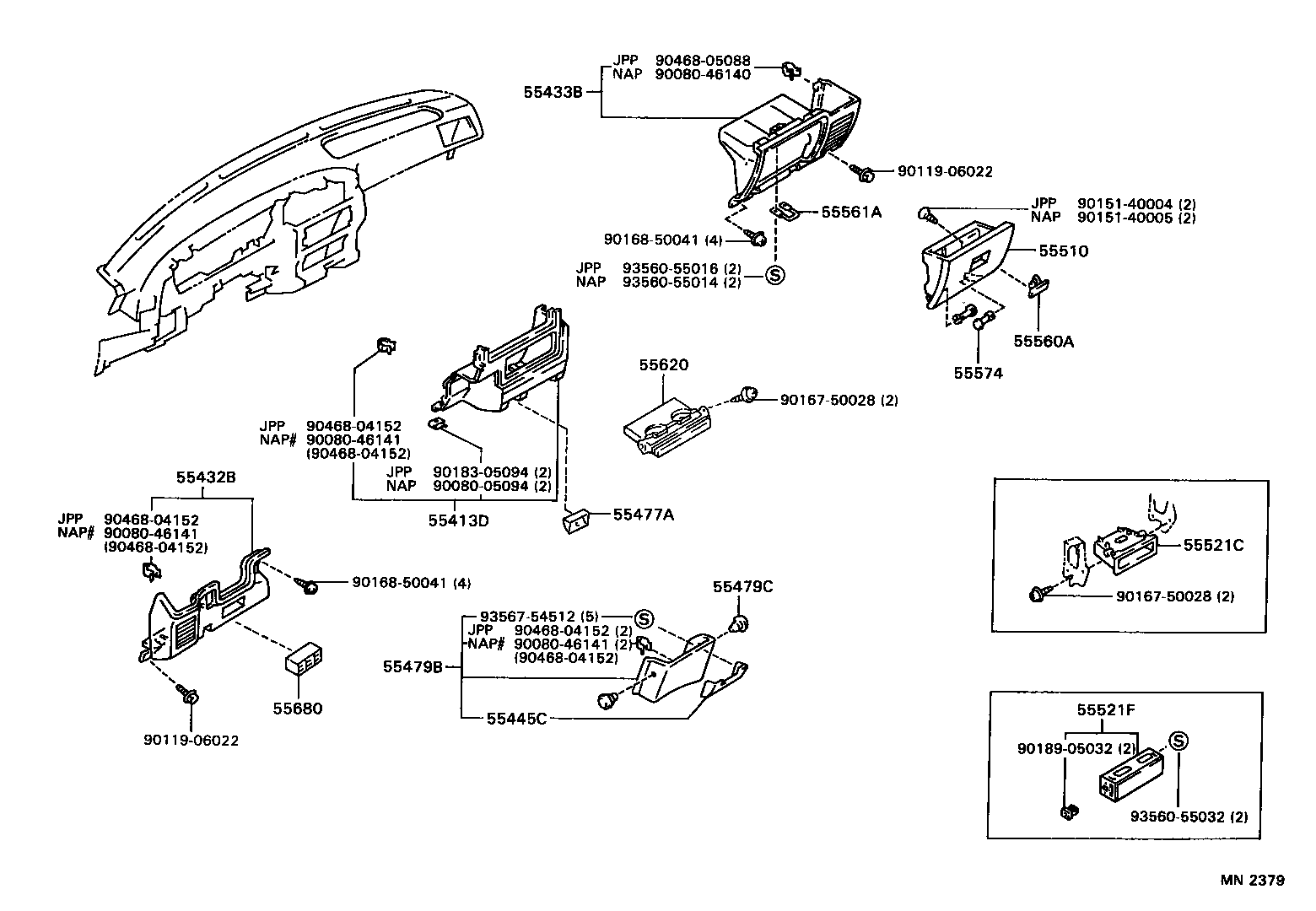  4 RUNNER TRUCK |  INSTRUMENT PANEL GLOVE COMPARTMENT