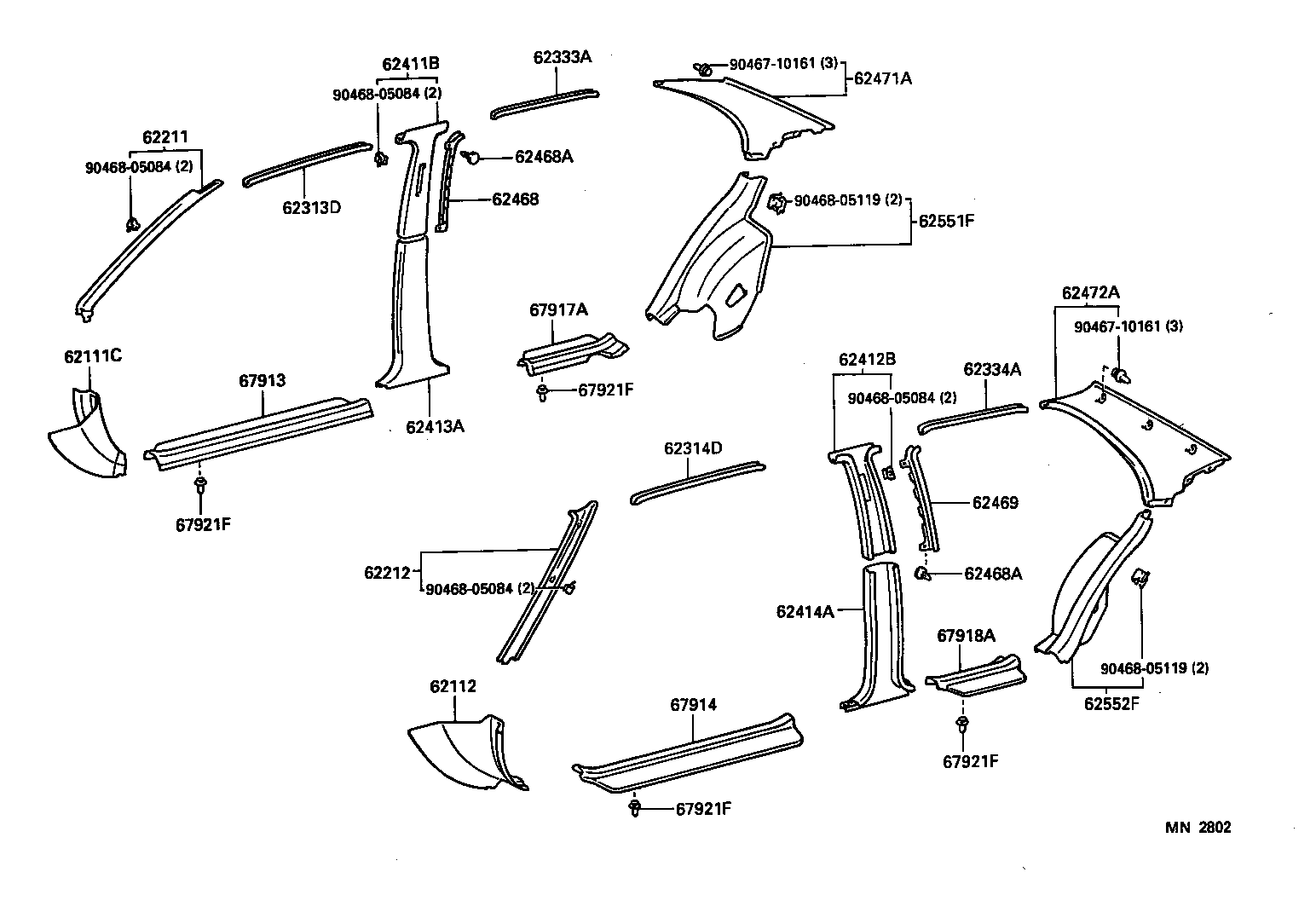  TERCEL |  INSIDE TRIM BOARD DOOR OPENING TRIM MOULDING