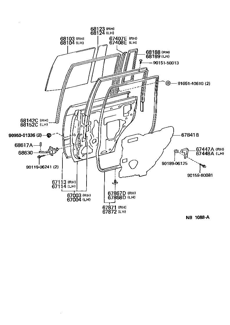  LX450 |  REAR DOOR PANEL GLASS