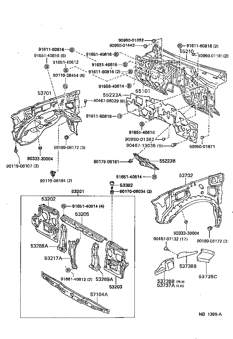  LX450 |  FRONT FENDER APRON DASH PANEL
