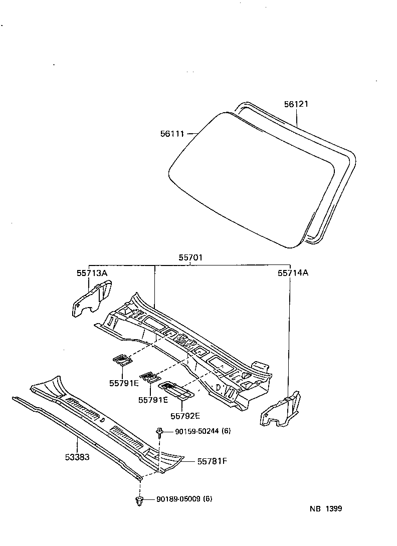  LX450 |  COWL PANEL WINDSHIELD GLASS