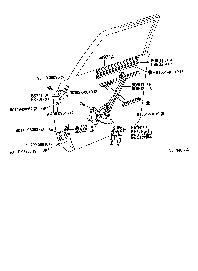  LX450 |  FRONT DOOR WINDOW REGULATOR HINGE