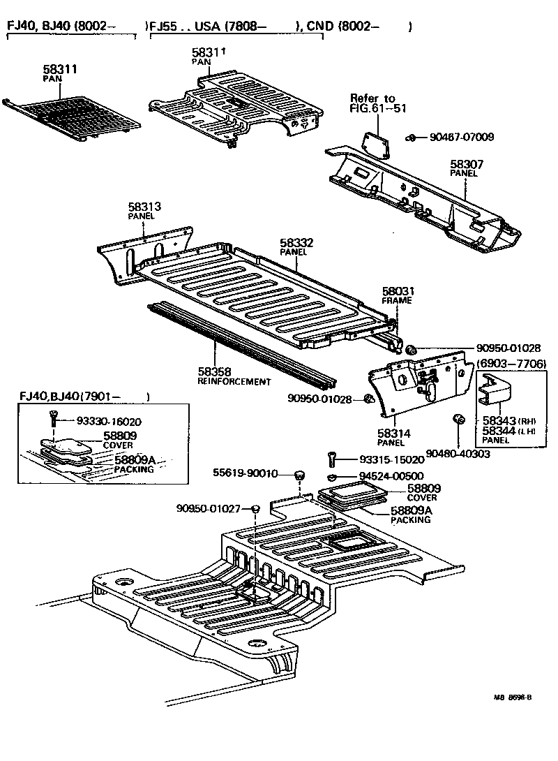  LAND CRUISER 40 55 |  REAR FLOOR PANEL REAR FLOOR MEMBER