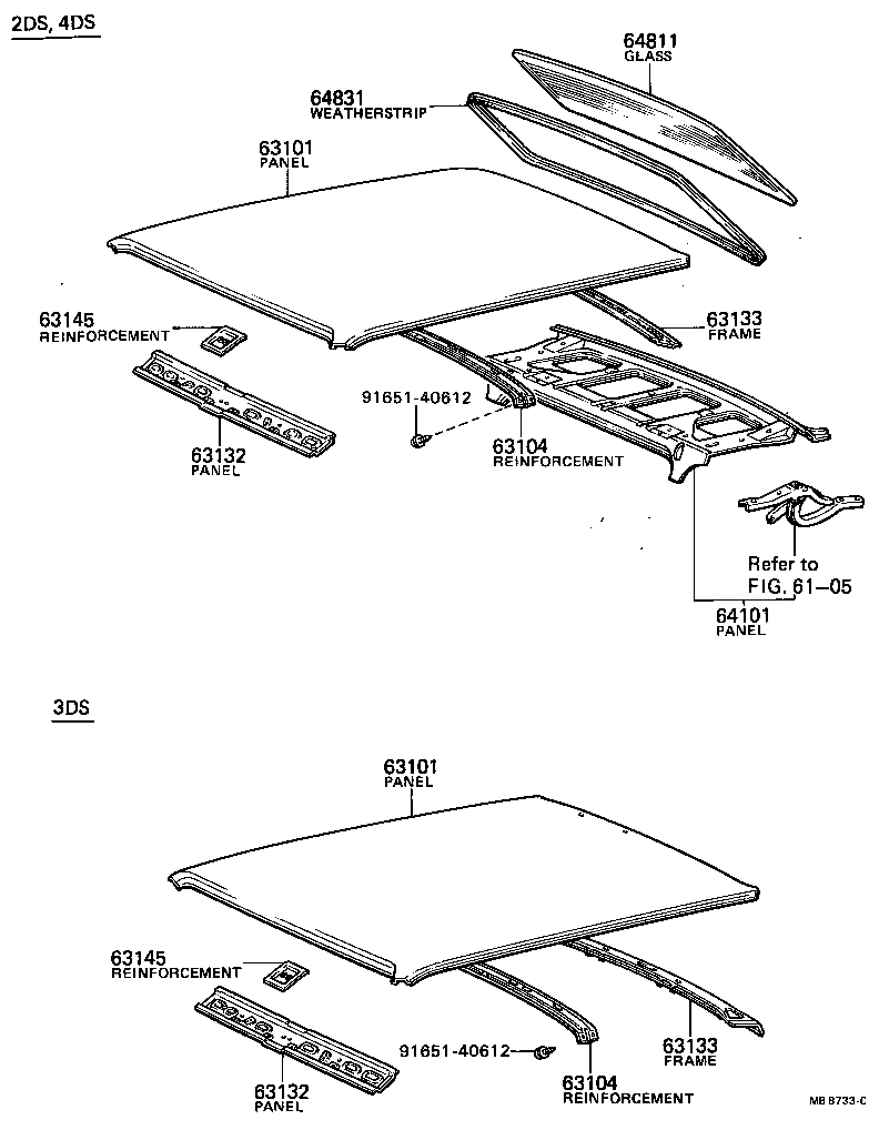  TERCEL |  ROOF PANEL BACK WINDOW GLASS