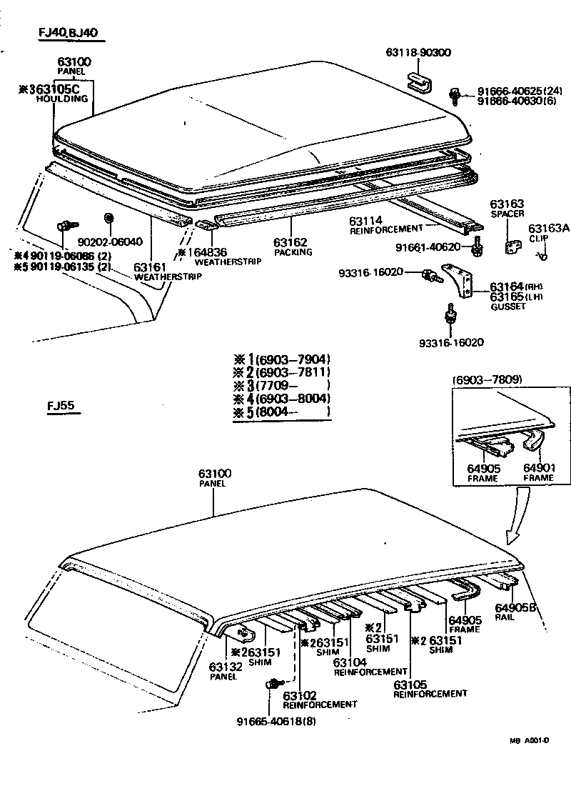  LAND CRUISER 40 55 |  ROOF PANEL BACK PANEL