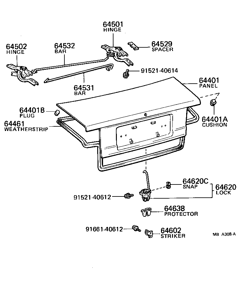  TERCEL |  LUGGAGE COMPARTMENT DOOR LOCK
