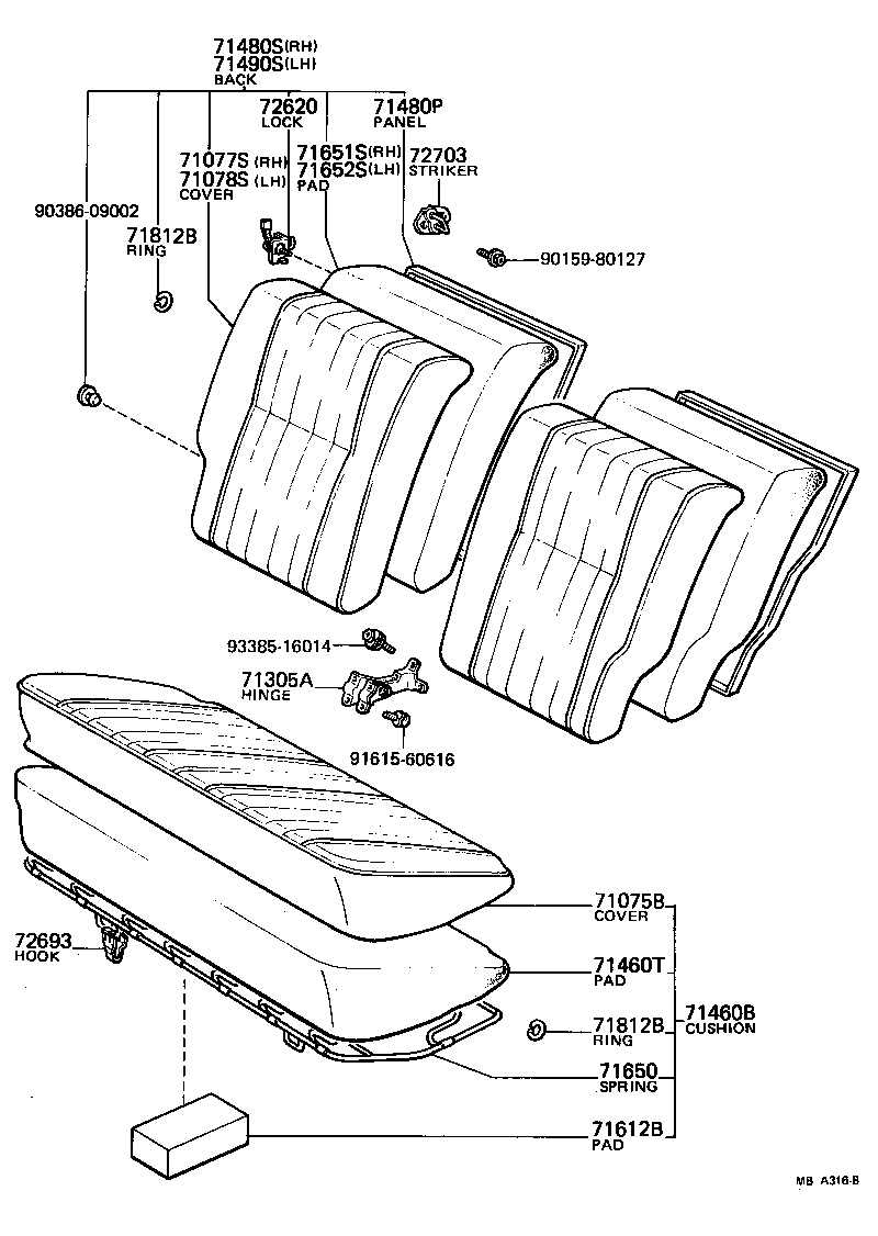 TERCEL |  REAR SEAT SEAT TRACK