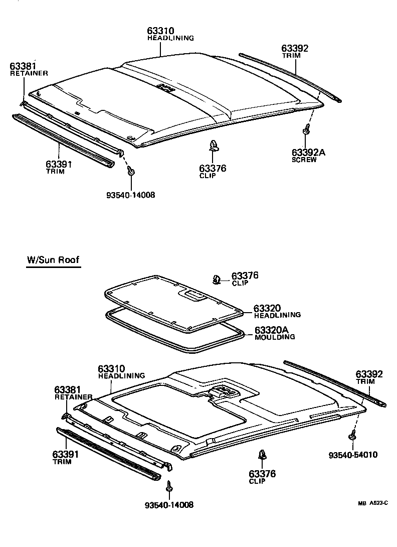  TERCEL |  ROOF HEADLINING SILENCER PAD