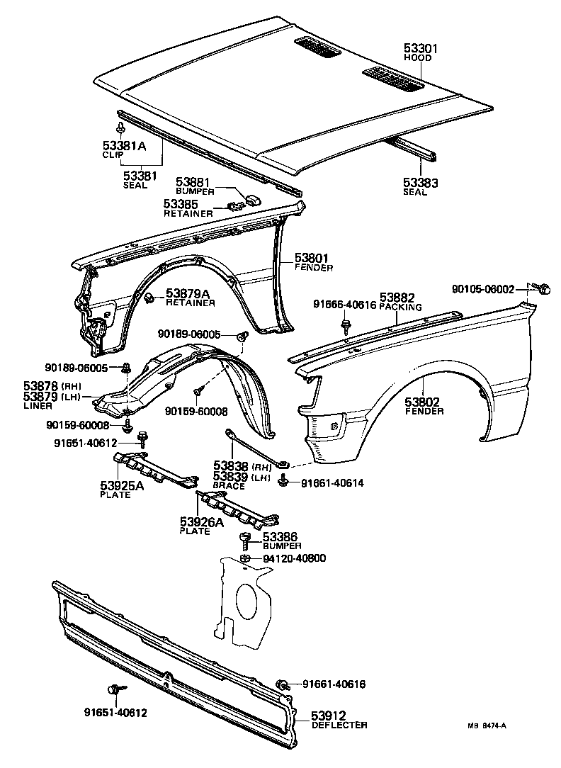  TERCEL |  HOOD FRONT FENDER