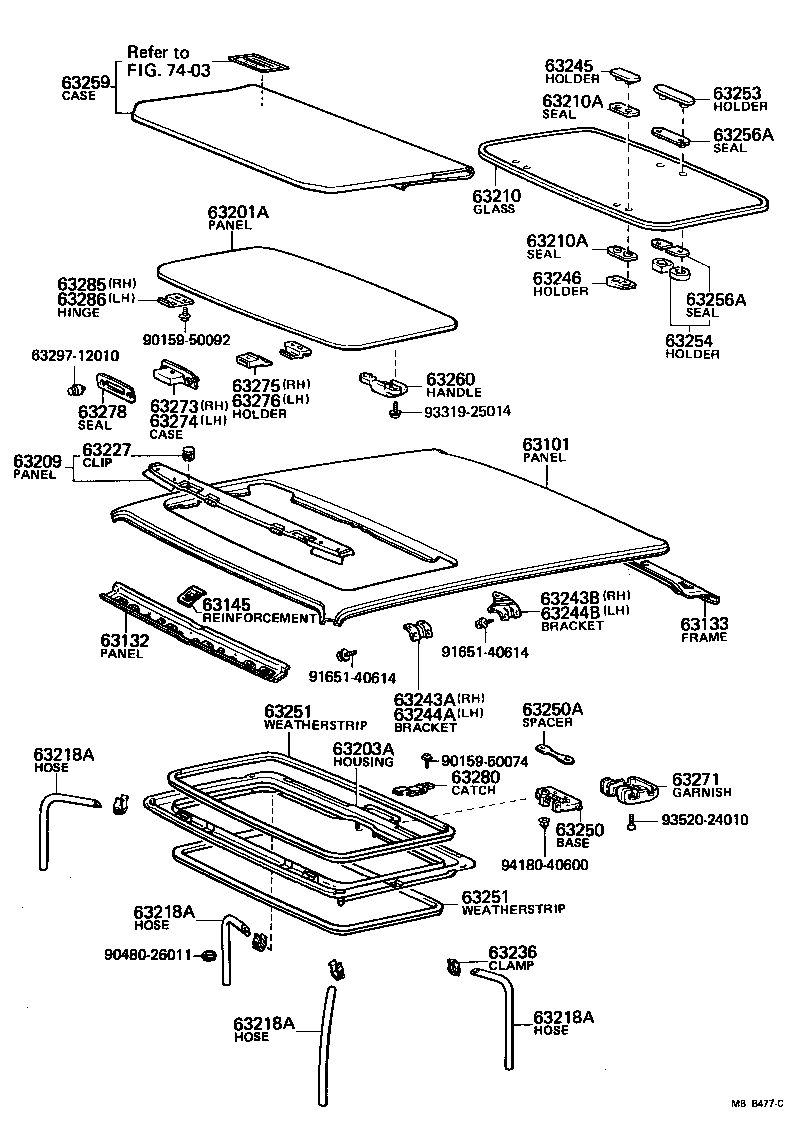  TERCEL |  ROOF PANEL BACK WINDOW GLASS