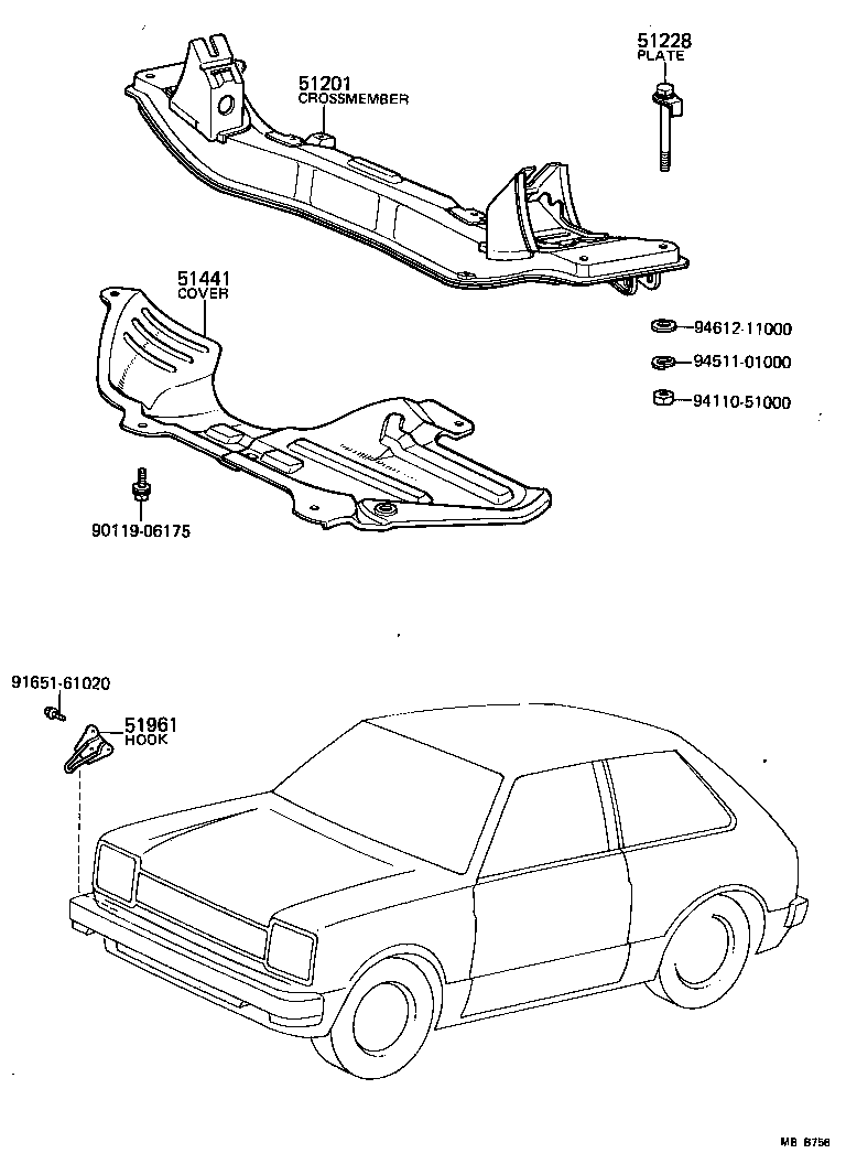  STARLET |  SUSPENSION CROSSMEMBER UNDER COVER