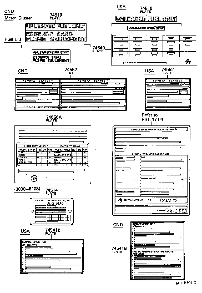  STARLET |  CAUTION PLATE EXTERIOR INTERIOR