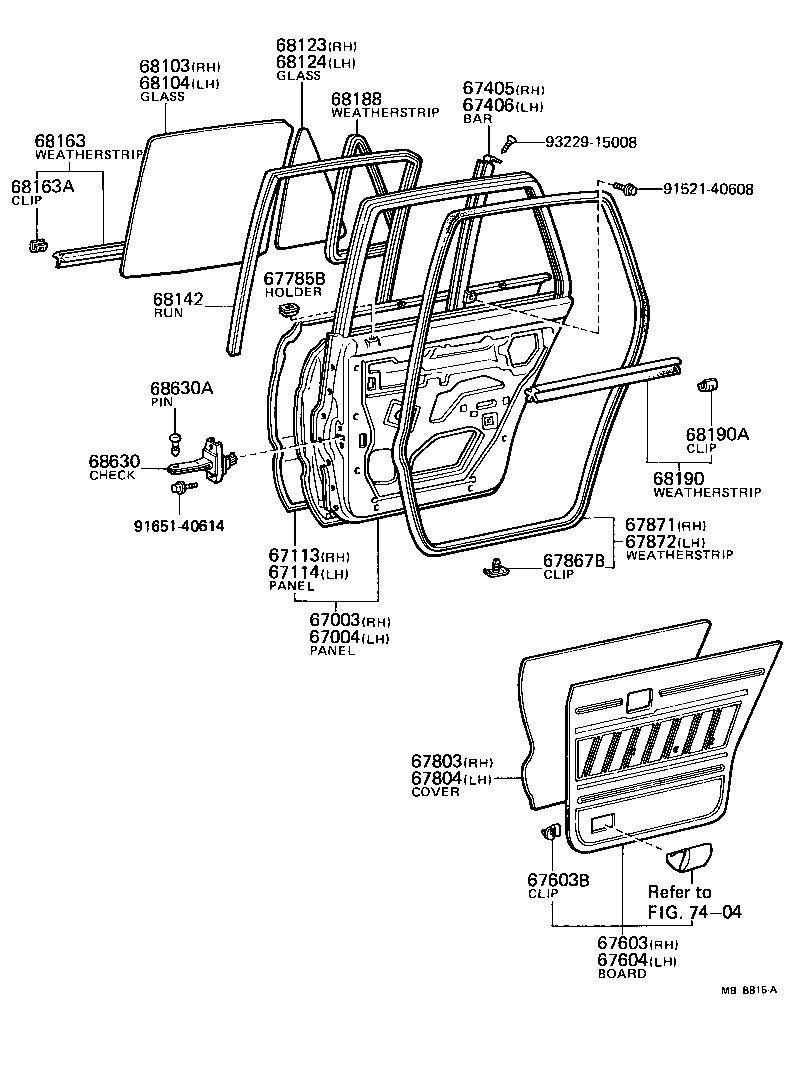  TERCEL |  REAR DOOR PANEL GLASS
