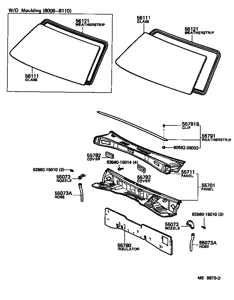  LAND CRUISER 60 |  COWL PANEL WINDSHIELD GLASS