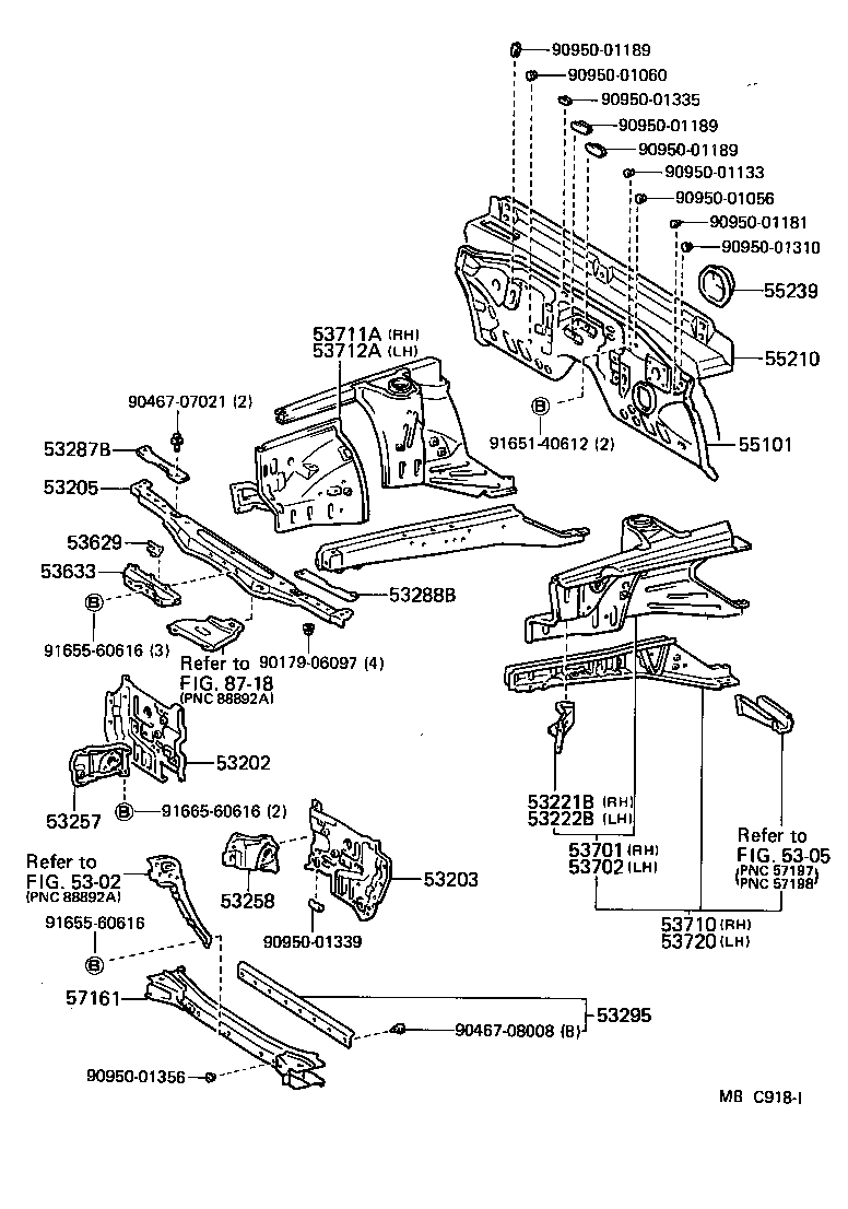  CELICA |  FRONT FENDER APRON DASH PANEL