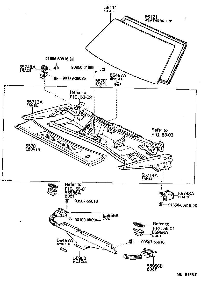  STARLET |  COWL PANEL WINDSHIELD GLASS
