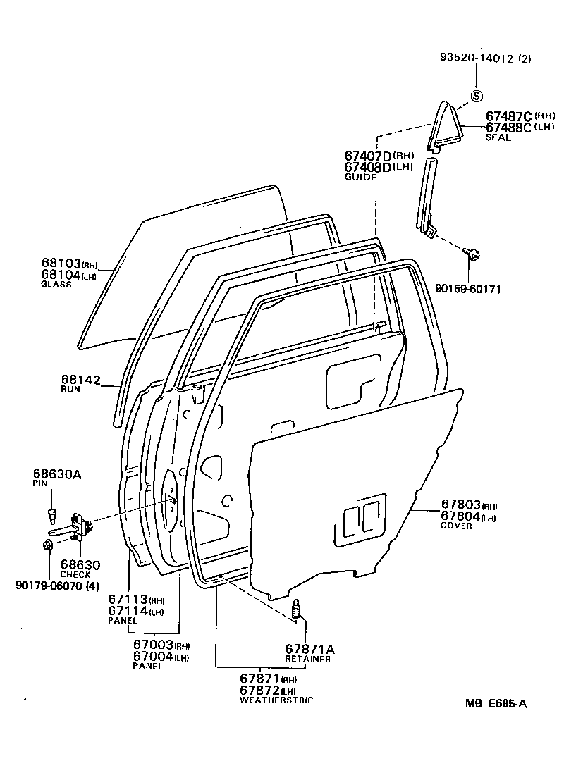  CAMRY |  REAR DOOR PANEL GLASS