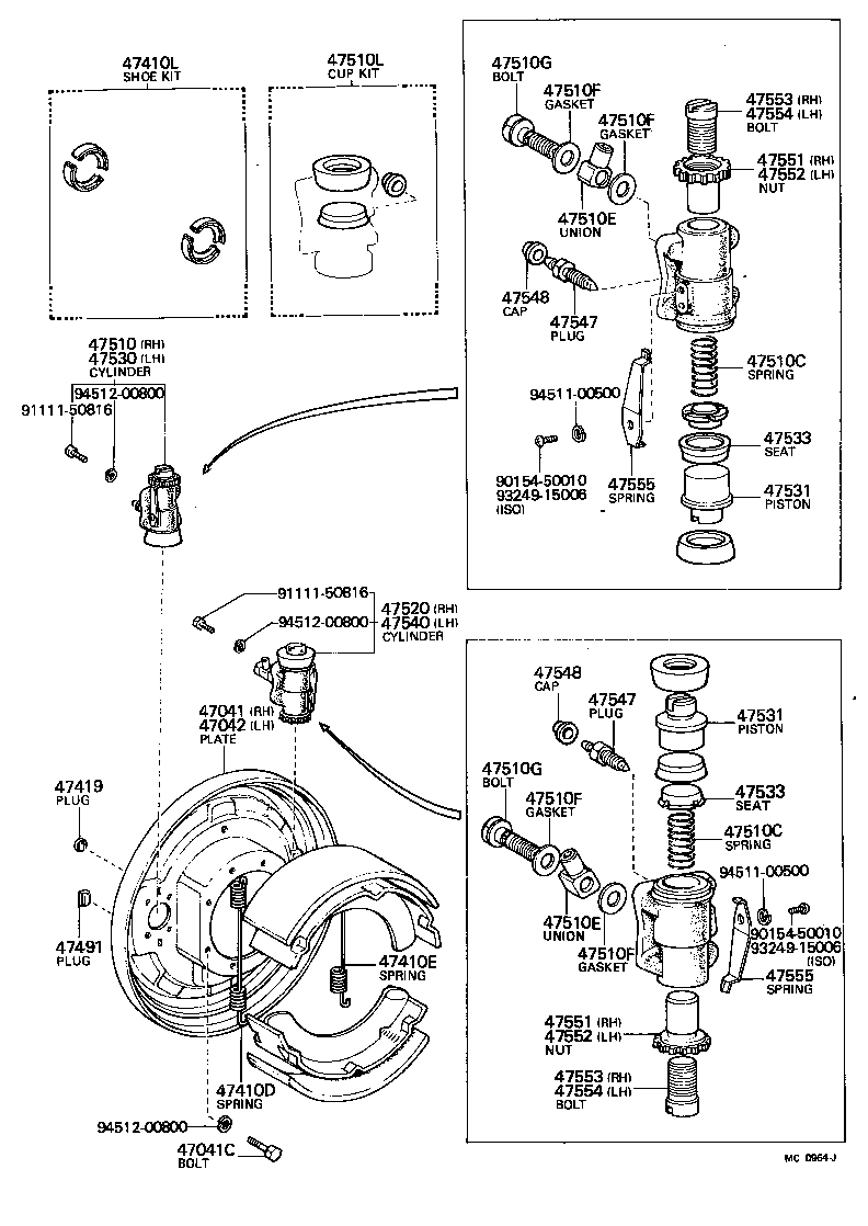  LAND CRUISER 40 55 |  FRONT DRUM BRAKE WHEEL CYLINDER BACKING PLATE