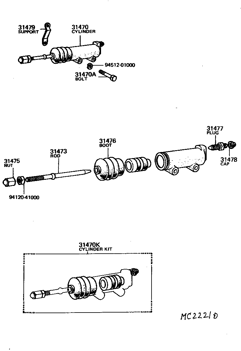  LAND CRUISER 40 55 |  CLUTCH RELEASE CYLINDER