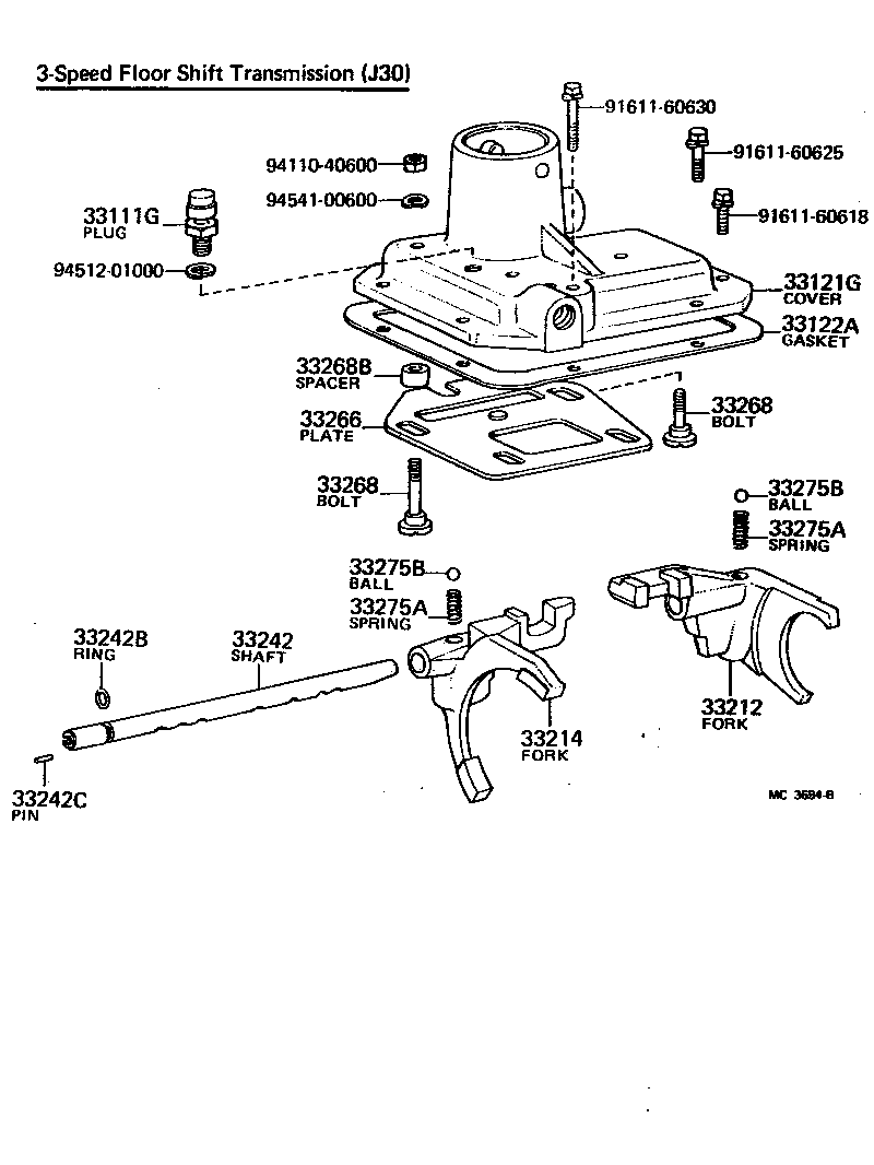  LAND CRUISER 40 55 |  GEAR SHIFT FORK LEVER SHAFT MTM