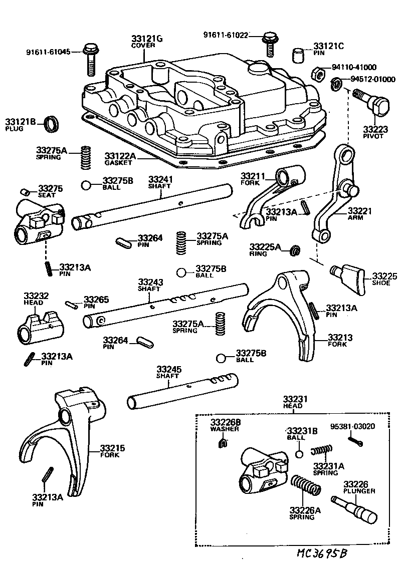  LAND CRUISER 40 55 |  GEAR SHIFT FORK LEVER SHAFT MTM