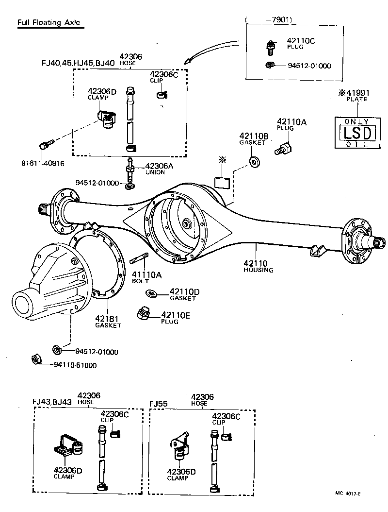  LAND CRUISER 40 55 |  REAR AXLE HOUSING DIFFERENTIAL