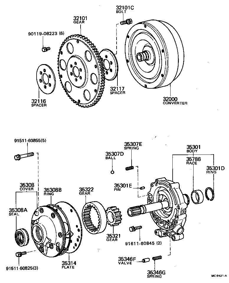  TERCEL |  TORQUE CONVERTER FRONT OIL PUMP CHAIN ATM