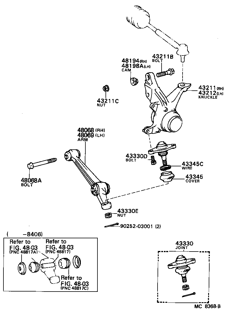  CAMRY |  FRONT AXLE ARM STEERING KNUCKLE