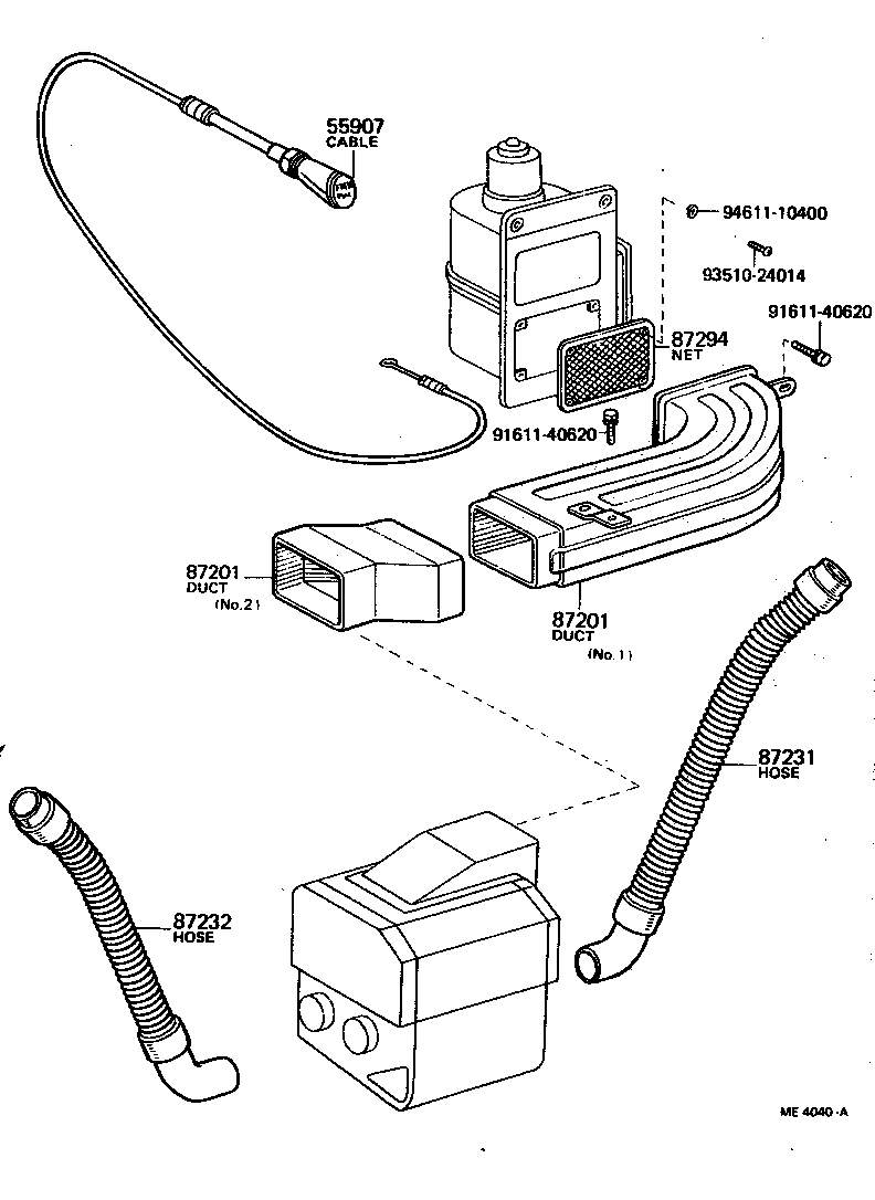  LAND CRUISER 40 55 |  HEATING AIR CONDITIONING CONTROL AIR DUCT