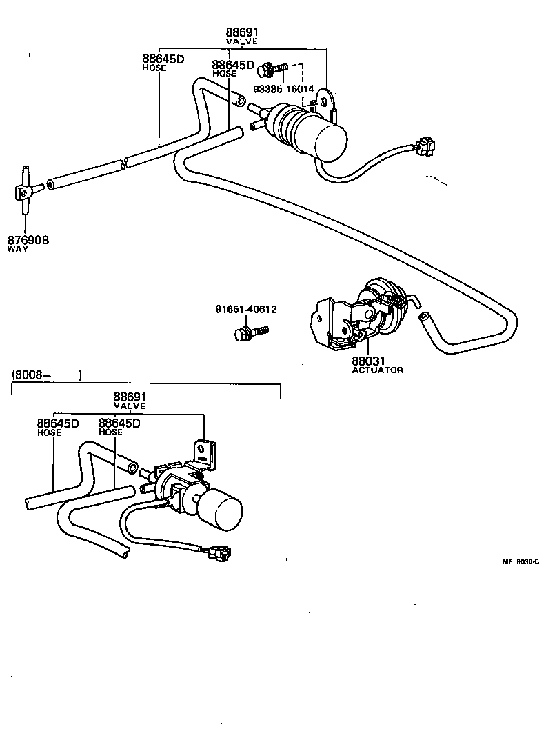  TERCEL |  HEATING AIR CONDITIONING VACUUM PIPING