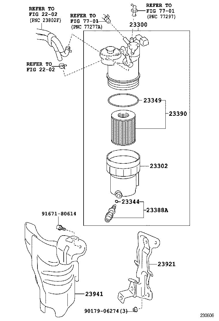 TOYOTA YARIS HYBRID FRPNLP130LCHFGXW TOOLENGINEFUEL FUEL FILTER