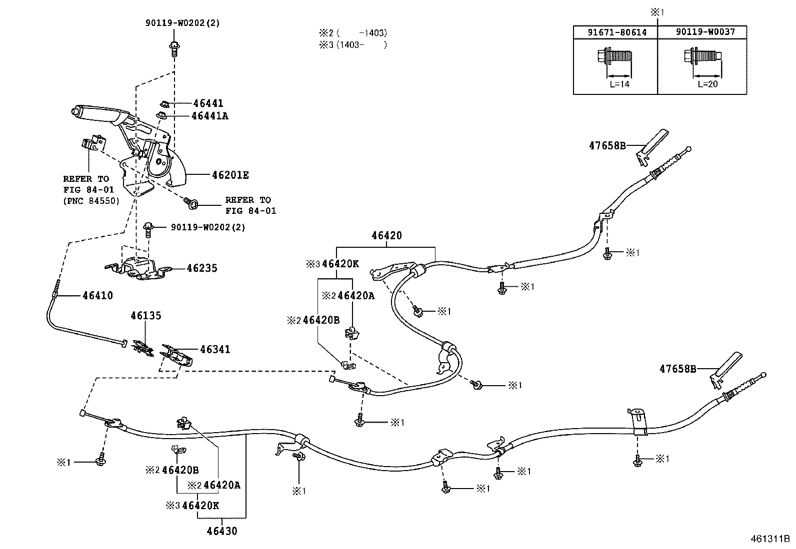  AURIS HYBRID UKP |  PARKING BRAKE CABLE