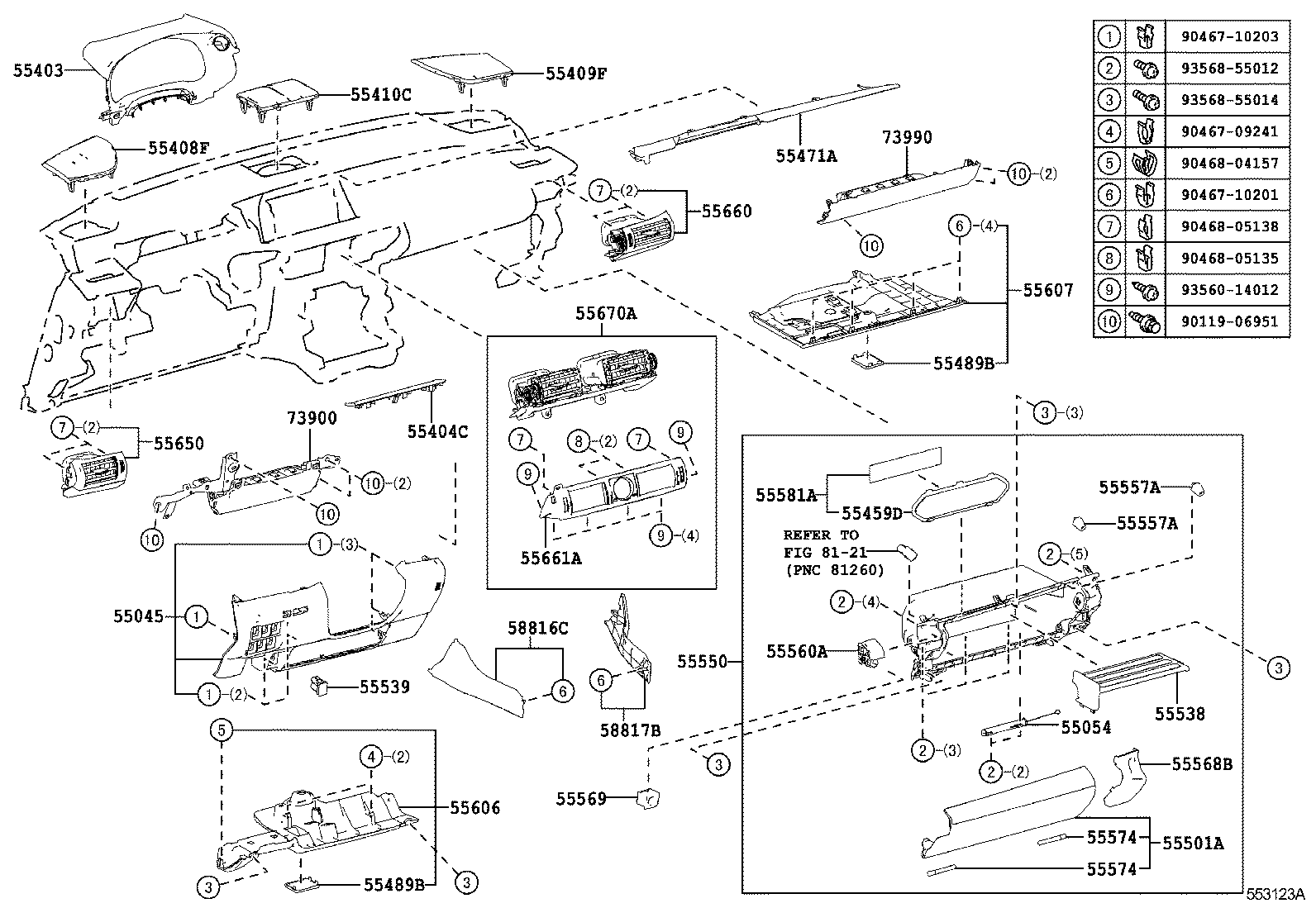  IS250 300H |  INSTRUMENT PANEL GLOVE COMPARTMENT