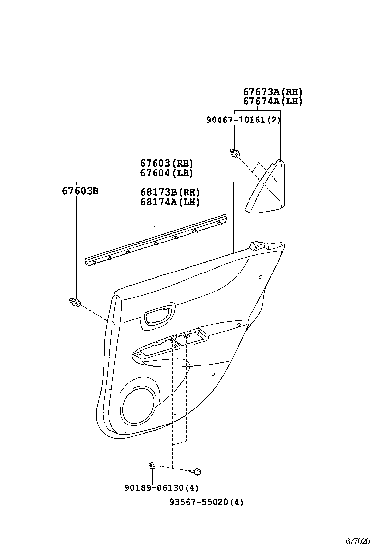  YARIS HYBRID FRP |  REAR DOOR PANEL GLASS