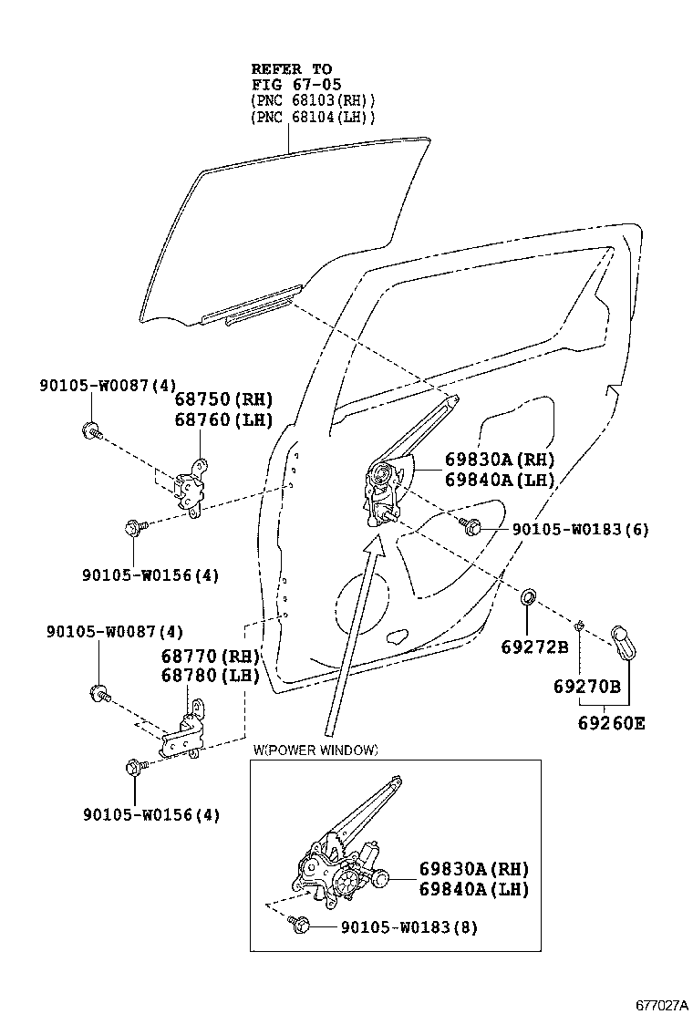  YARIS HYBRID FRP |  REAR DOOR WINDOW REGULATOR HINGE