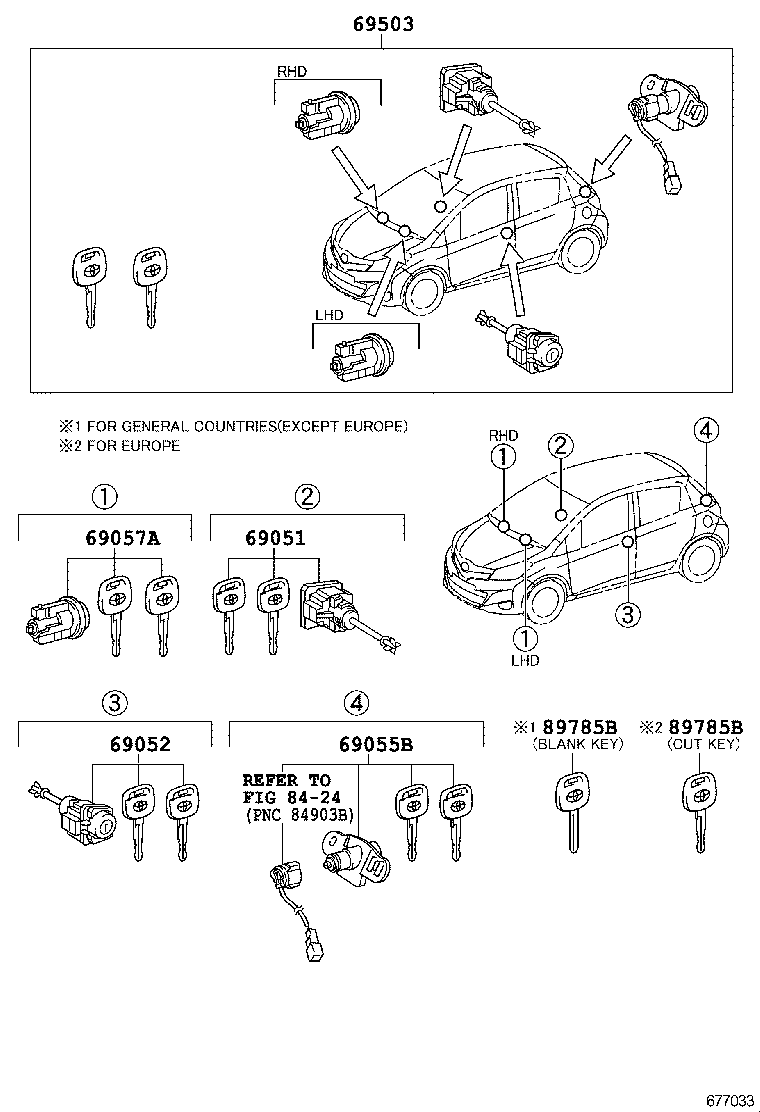 YARIS HYBRID FRP |  LOCK CYLINDER SET
