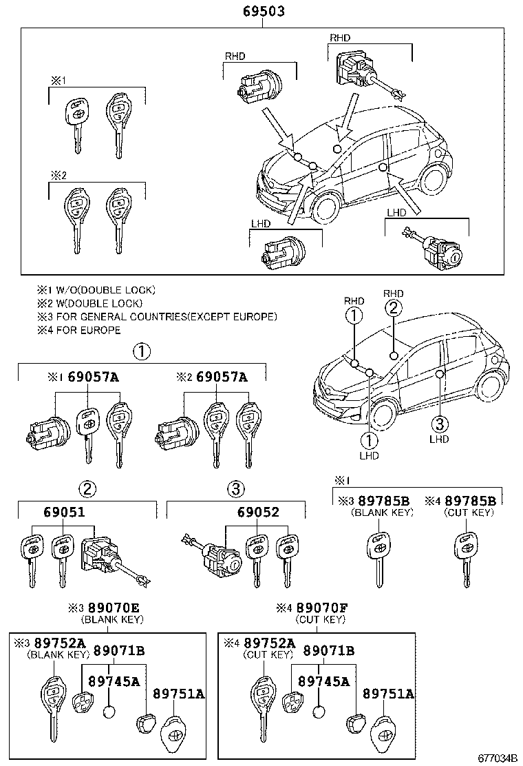  YARIS HYBRID FRP |  LOCK CYLINDER SET