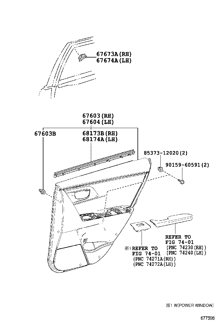  AURIS HYBRID UKP |  REAR DOOR PANEL GLASS