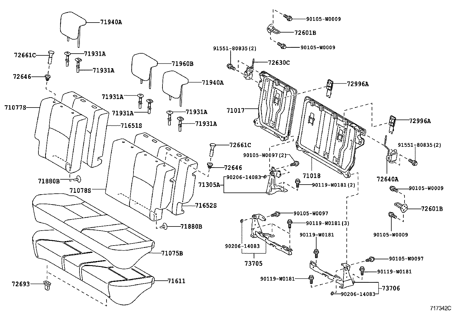  YARIS HYBRID FRP |  REAR SEAT SEAT TRACK