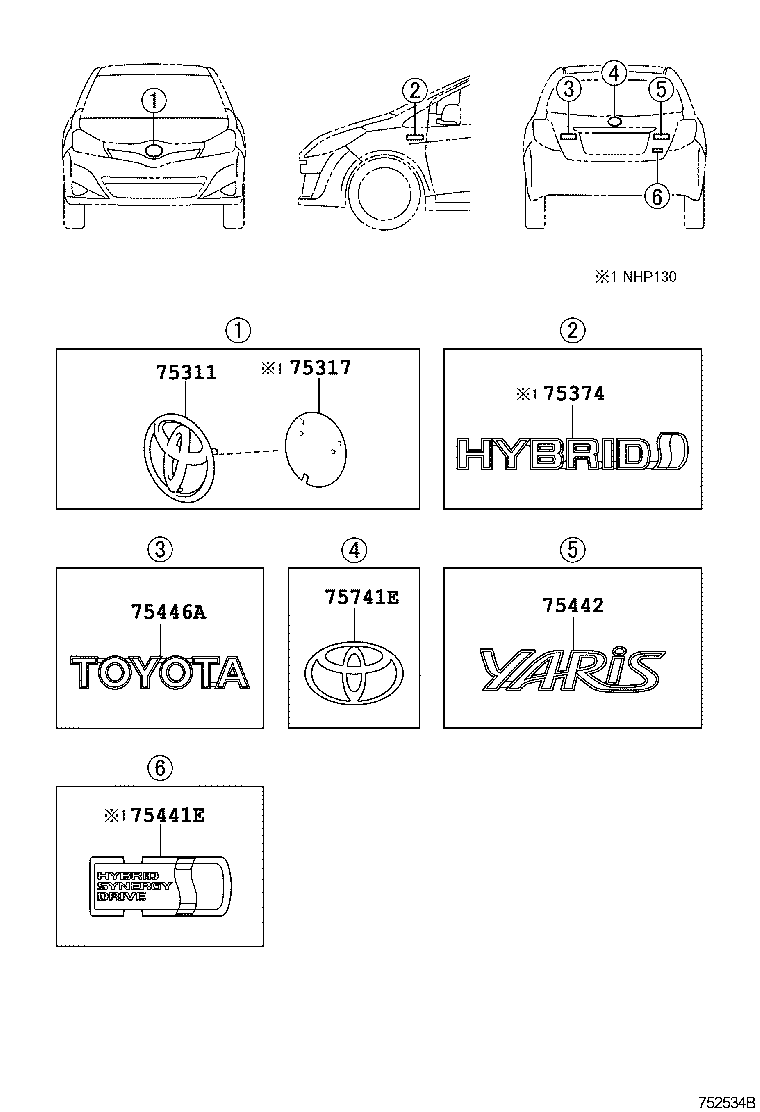  YARIS HYBRID FRP |  EMBLEM NAME PLATE EXTERIOR INTERIOR