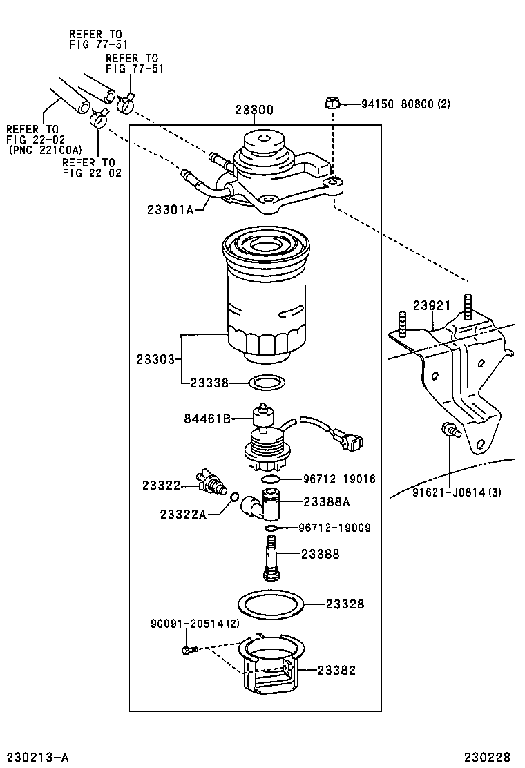 TOYOTA LAND CRUISER 120KDJ120LGKPEYW TOOLENGINEFUEL FUEL FILTER