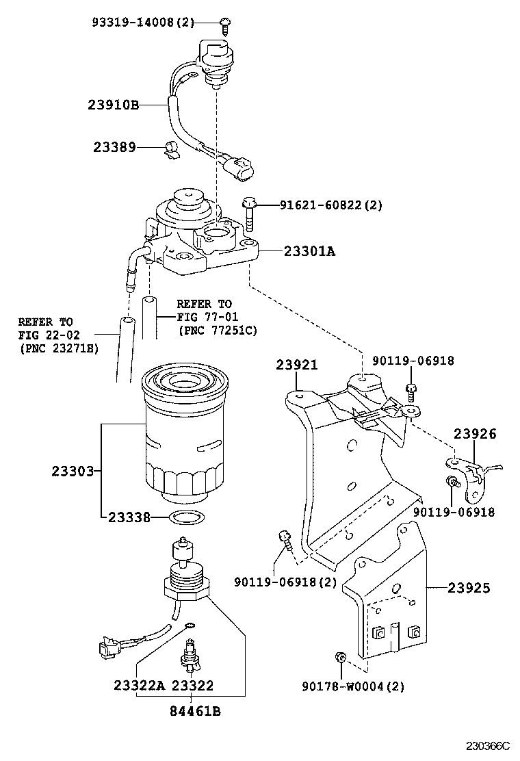 TOYOTA AVENSISCDT250LAEMEYW TOOLENGINEFUEL FUEL FILTER Japan