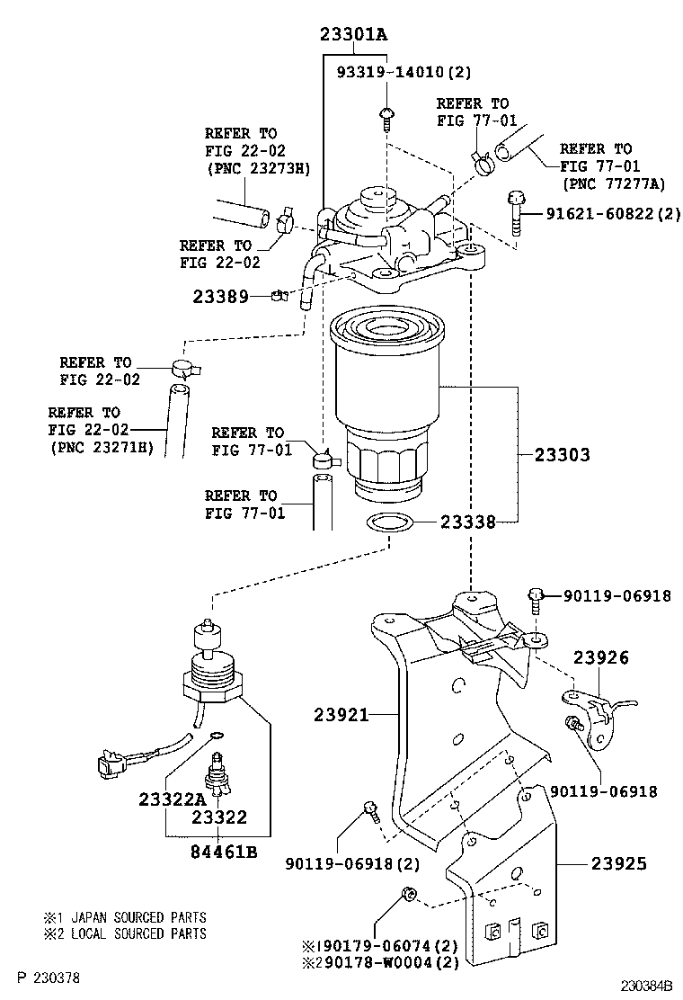 TOYOTA COROLLA VERSOAUR10LGRFEYW TOOLENGINEFUEL FUEL FILTER