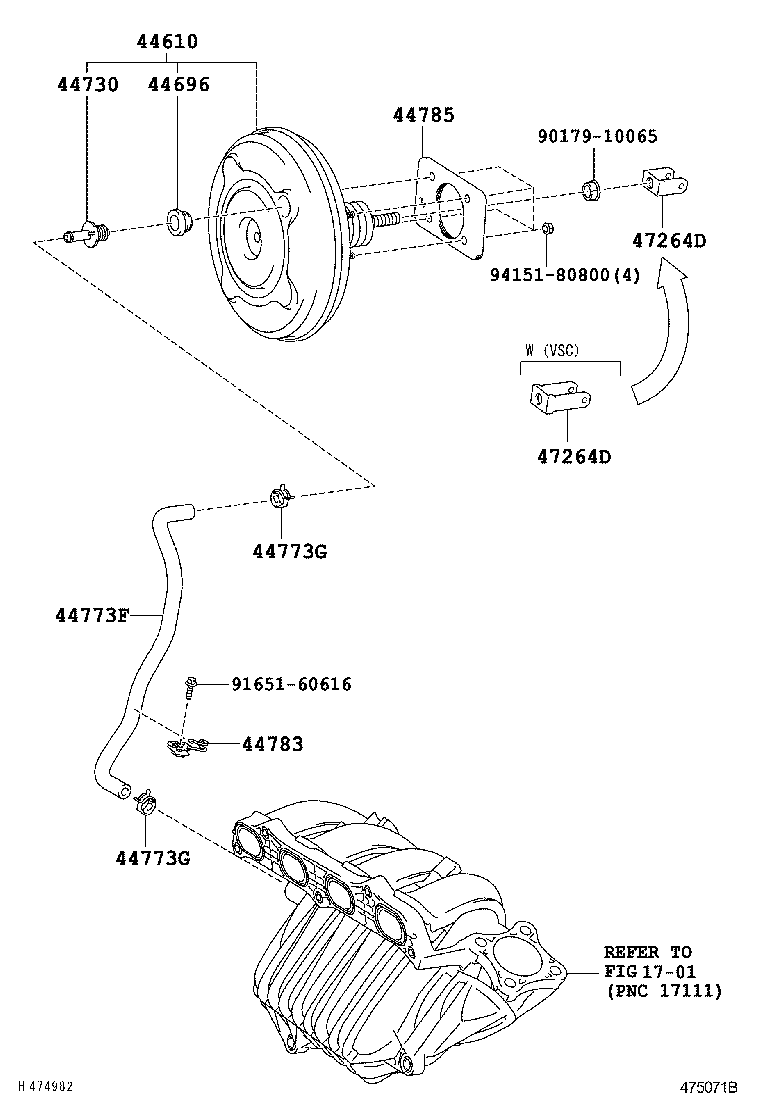  PREVIA TARAGO |  BRAKE BOOSTER VACUUM TUBE