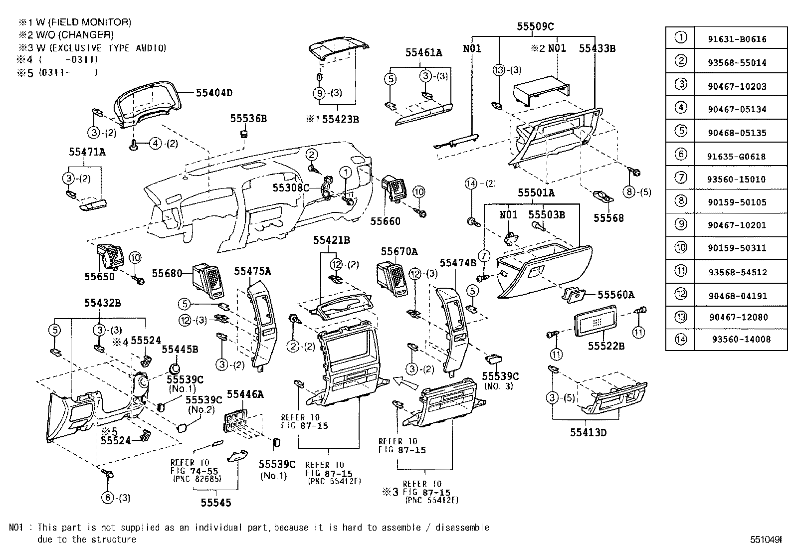  LAND CRUISER 120 |  INSTRUMENT PANEL GLOVE COMPARTMENT