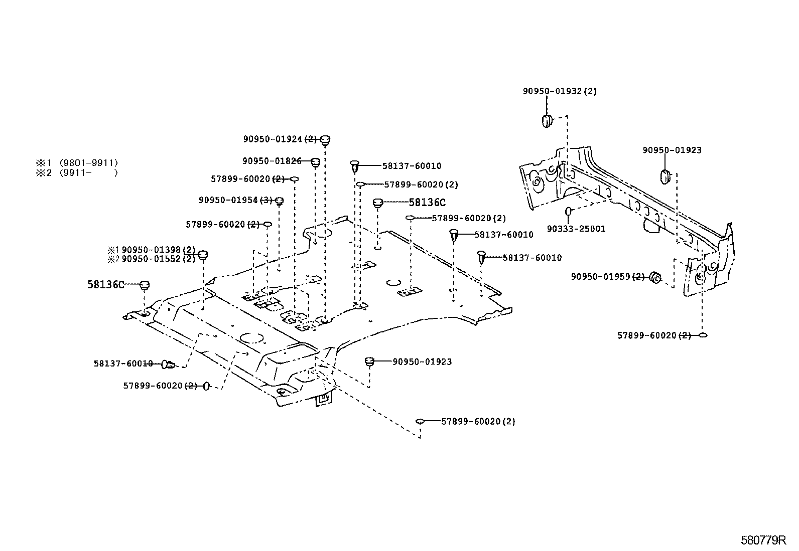  LAND CRUISER 100 |  REAR FLOOR PANEL REAR FLOOR MEMBER