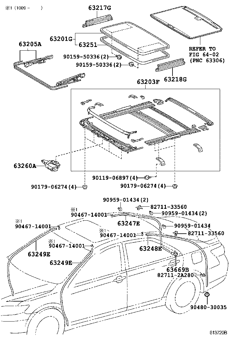  CAMRY |  ROOF PANEL BACK WINDOW GLASS