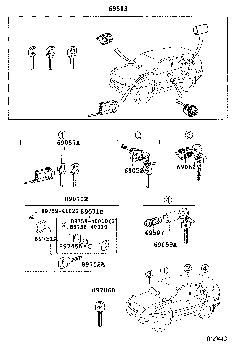  LAND CRUISER 120 |  LOCK CYLINDER SET