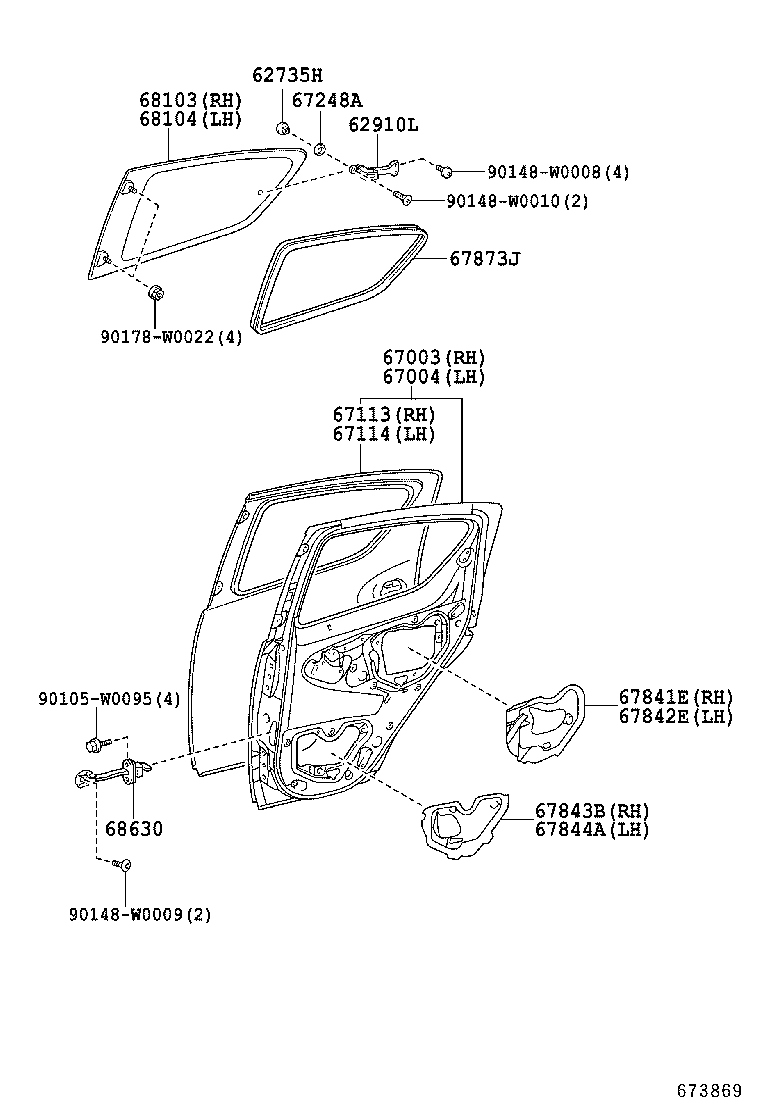  AYGO |  REAR DOOR PANEL GLASS
