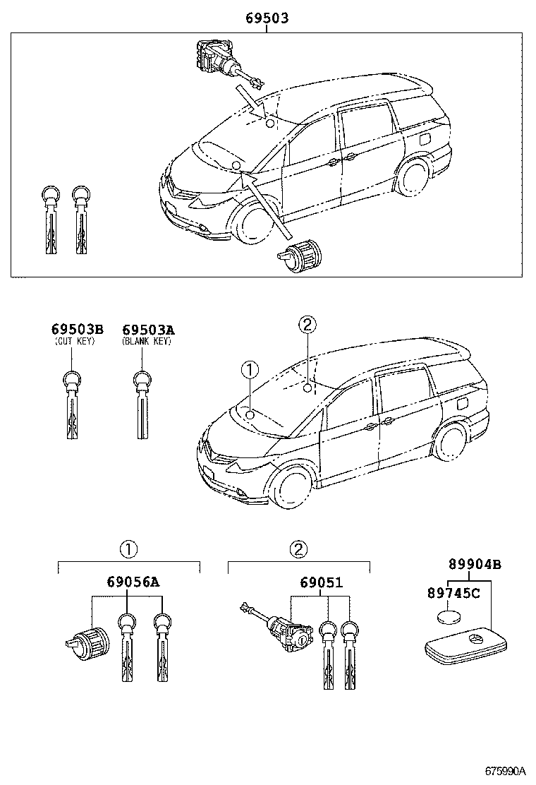  PREVIA TARAGO |  LOCK CYLINDER SET